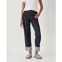 HUSH Mid Rise Straight Leg Turn Up Jeans Dark Indigo