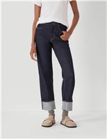 HUSH Mid Rise Straight Leg Turn Up Jeans Dark Indigo
