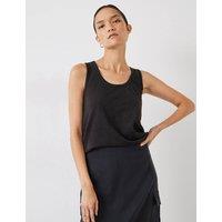 HUSH Pure Cotton Scoop Neck Vest Black