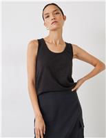 HUSH Pure Cotton Scoop Neck Vest Black