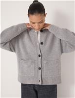 Pure Merino Wool Crew Neck Cardigan
