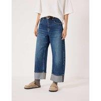 HUSH Mid Rise Barrel Leg Turn Up Jeans Blue