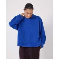 HUSH Pure Cashmere Textured Crew Neck Jumper Bright Blue