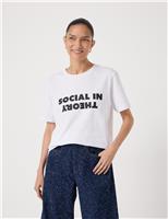 Pure Cotton Social In Theory Slogan T-Shirt