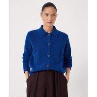 HUSH Wool Blend Collared Cardigan Mid Blue