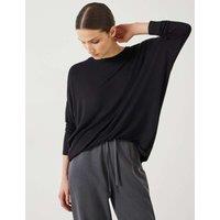 HUSH Jersey Wide Batwing Sleeve Top Black