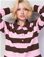 RO&ZO Pure Cotton Striped Relaxed Rugby Shirt Pink Mix