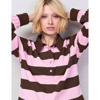 RO&ZO Pure Cotton Striped Relaxed Rugby Shirt Pink Mix