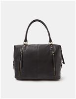 Faux Leather Zip Detail Shoulder Bag