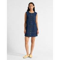 Albaray Denim Button Through Mini Shift Dress Indigo