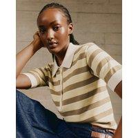 Albaray Pure Cotton Striped Knitted Polo Shirt Yellow Mix