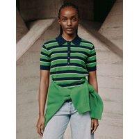 Albaray Pure Cotton Striped Knitted Polo Shirt Green Mix