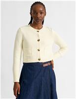 Pure Cotton Button Front Cropped Cardigan