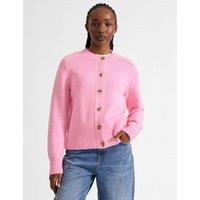 Albaray Pure Cotton Textured Crew Neck Cardigan Pink