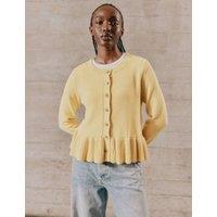 Albaray Pure Cotton Button Front Peplum Cardigan Yellow