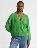 Pure Cotton Textured V-Neck Cardigan