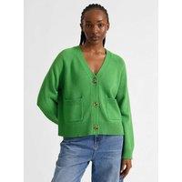 Albaray Pure Cotton Textured V-Neck Cardigan Green
