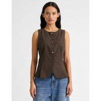 Albaray Gingham Cropped Waistcoat Brown Mix