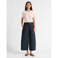 Albaray Pure Cotton Barrel Leg Ankle Grazer Chinos Navy