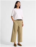 Albaray Pure Cotton Barrel Leg Ankle Grazer Chinos Stone