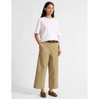 Albaray Pure Cotton Barrel Leg Ankle Grazer Chinos Stone