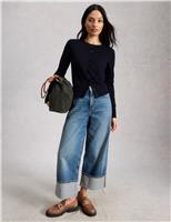 Pure Cotton Crew Neck Button Through Cardigan