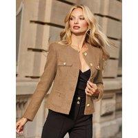 SOSANDAR Boucle Collarless Jacket Natural