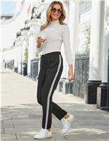 SOSANDAR Drawstring Side Stripe Tapered Trousers Black Mix