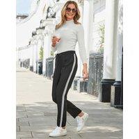 SOSANDAR Drawstring Side Stripe Tapered Trousers Black Mix