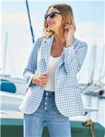 SOSANDAR Houndstooth Single Breasted Blazer Blue Mix