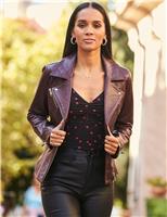 SOSANDAR Leather Biker Jacket Natural