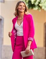 SOSANDAR Leopard Print Lining Single Breasted Blazer Pink Mix