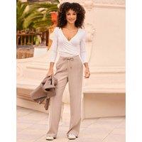 SOSANDAR Side Stripe Elasticated Waist Wide Leg Trousers Brown Mix