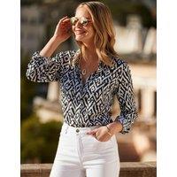 SOSANDAR Printed Collared Utility Shirt Blue Mix