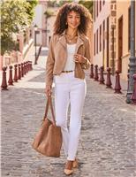 SOSANDAR Suede Biker Jacket Natural