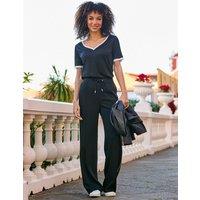 SOSANDAR Side Stripe Drawstring Wide Leg Trousers Black Mix