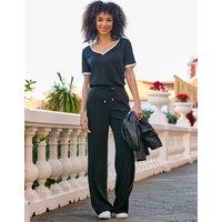SOSANDAR Side Stripe Drawstring Wide Leg Trousers Black Mix