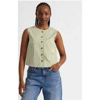 Albaray Cotton Blend Striped Fitted Vest Top Green Mix