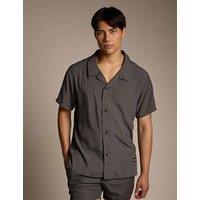 Boss Regular Fit Printed Short Sleeve Beach Shirt Black