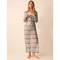 ACCESSORIZE Striped Tie Neck Maxi Beach Dress Multi