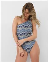 Striped Padded One Shoulder Swimsuit
