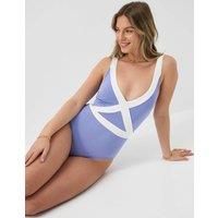 ACCESSORIZE Contrast Shaping V-Neck Swimsuit Blue