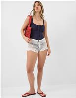 Textured Square Neck Tie Detail Swimsuit