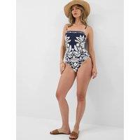 ACCESSORIZE Floral Square Neck Bandeau Swimsuit Navy