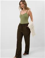 Shaping Ribbed Notch Neck Swimsuit