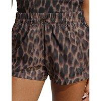 Adidas 3-Stripes Woven Leopard Print Shorts Black Mix