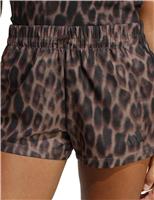 Adidas 3-Stripes Woven Leopard Print Shorts Black Mix