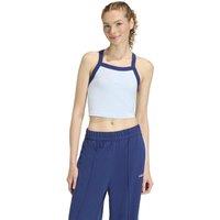Adidas Essentials Graphic Cotton Rich Crop Vest Top Blue