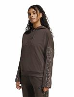 Leopard Print Sleeve Terry Relaxed Hoodie