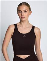 Adidas 3 Stripes Scoop Neck Vest Top Brown